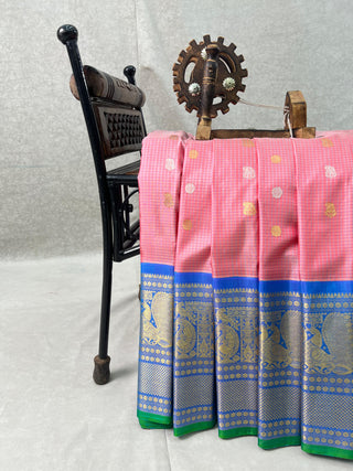 GADWAL PURE SILK HANDLOOM CHECKS BUTTA SAREE