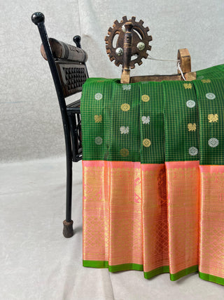 GADWAL PURE SILK HANDLOOM CHECKS BUTTA SAREE