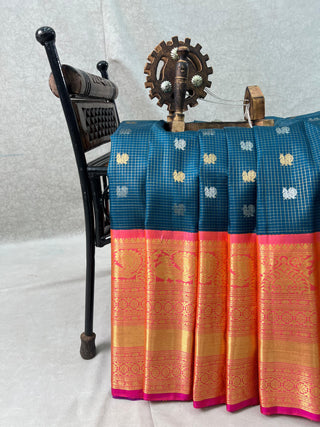 GADWAL PURE SILK HANDLOOM CHECKS BUTTA SAREE