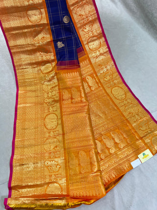 GADWAL PURE SILK HANDLOOM CHECKS BUTTA SAREE