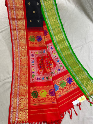 GADWAL PURE SILK GANGA JAMUNA HANDLOOM SAREE WITH MEENA PALLU