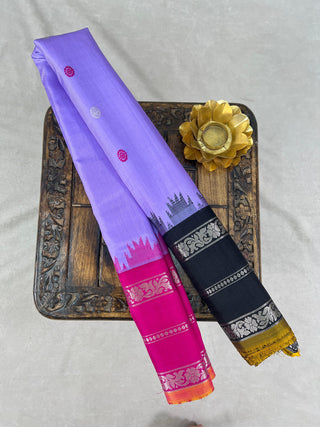 GADWAL PURE SILK GANGA JAMUNA GAP BORDER SAREE
