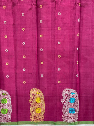 GADWAL PURE SILK MEENA BUTTA BORDER HANDLOOM SAREE