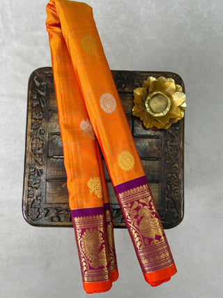 GADWAL PURE SILK HANDLOOM CHECKS BUTTA SAREE