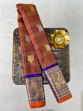GADWAL PURE SILK HANDLOOM CHECKS BUTTA SAREE
