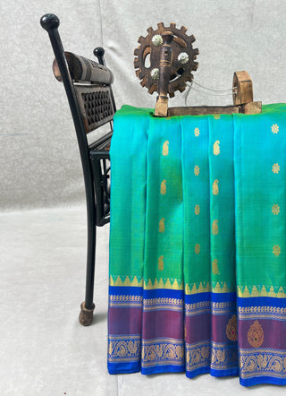 GADWAL PURE SILK GAP BORDER MEENA BUTTA SAREE