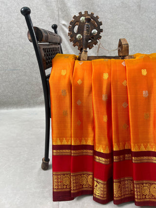 GADWAL PURE SILK GAP BORDER MEENA BUTTA SAREE