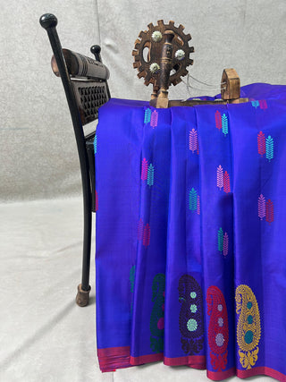 GADWAL PURE SILK THREAD BORDER MEENA BUTTA HANDLOOM SAREE