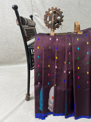 GADWAL PURE SILK THREAD BORDER MEENA BUTTA HANDLOOM SAREE