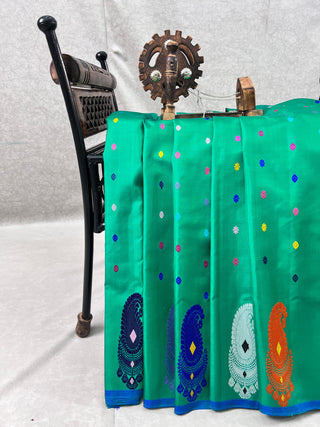 GADWAL PURE SILK THREAD BORDER MEENA BUTTA HANDLOOM SAREE