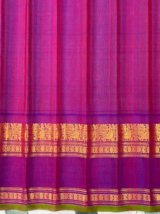 GADWAL GAP BORDER MEENA BUTTA COTTON SILK SAREE