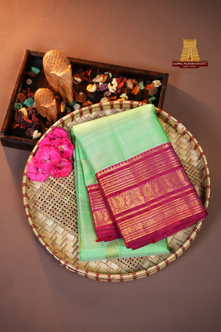 KANCHIPURAM KUTTU BORDER PURE SILK HANDLOOM SAREE