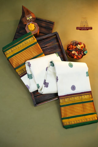TRADITIONAL KANCHI PURE SILK HANDLOOM SAREE WITH KUTTU BORDER