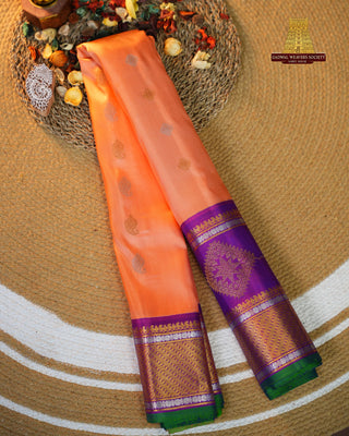 GADWAL PURE SILK GAP BORDER MEENA BUTTA HANDLOOM SAREE