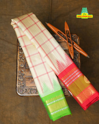 GADWAL PURE SILK HANDLOOM SAREE WITH GANGA JAMUNA BORDER