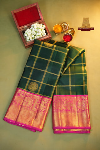 KANCHIPURAM PURE SILK HANDLOOM SAREE WITH KUTTU BORDER