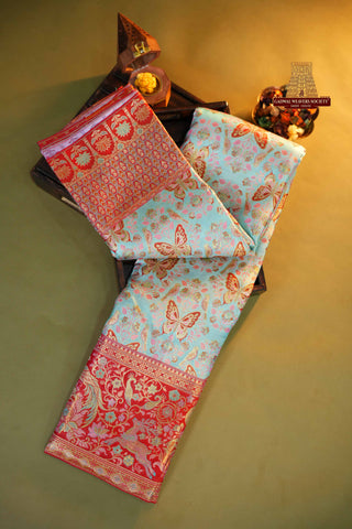 KANCHIPURAM PURE SILK HANDLOOM MEENAKARI BROCADE SAREE