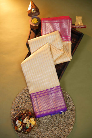 EXCLUSIVE KANCHI KORA SILK SAREE WITH GANGA-JAMUNA BORDER