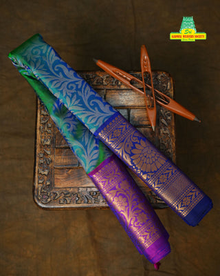 GADWAL PURE SILK HANDLOOM BROCADE SAREE WITH GANGA JAMUNA BORDER