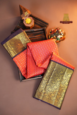 KANCHIPURAM BROCADE PURE SILK HANDLOOM SAREE WITH KUTTU BORDER