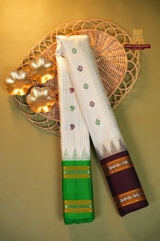 GADWAL PURE SILK GINGHAM CHECKS WITH GANGA JAMUNA SAREE