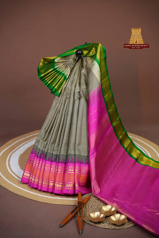 UNIQUE GADWAL HANDLOOM GINGHAM CHECKS WITH GANGA JAMUNA BORDER