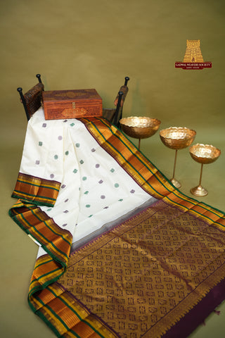 TRADITIONAL KANCHI PURE SILK HANDLOOM SAREE WITH KUTTU BORDER