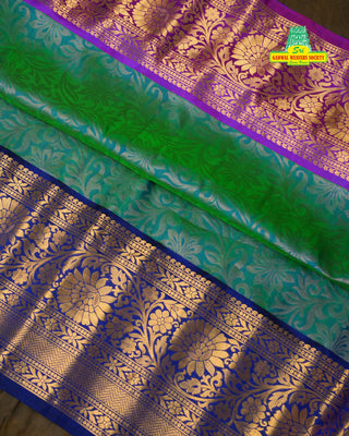GADWAL PURE SILK HANDLOOM BROCADE SAREE WITH GANGA JAMUNA BORDER