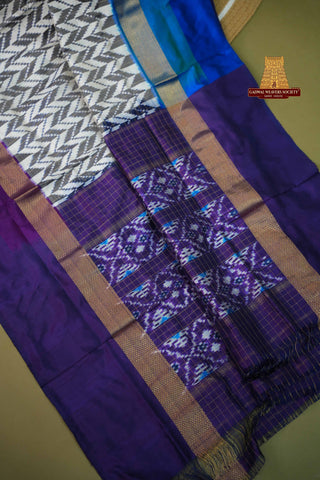 POCHAMPALLY PURE SILK HANDLOOM SAREE WITH GANGA JAMUNA BORDER