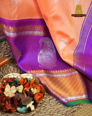 GADWAL PURE SILK GAP BORDER MEENA BUTTA HANDLOOM SAREE