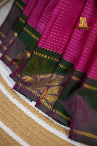 KANCHIPURAM PURE SILK HANDLOOM GAP BORDER SAREE