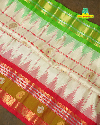 GADWAL PURE SILK HANDLOOM SAREE WITH GANGA JAMUNA BORDER