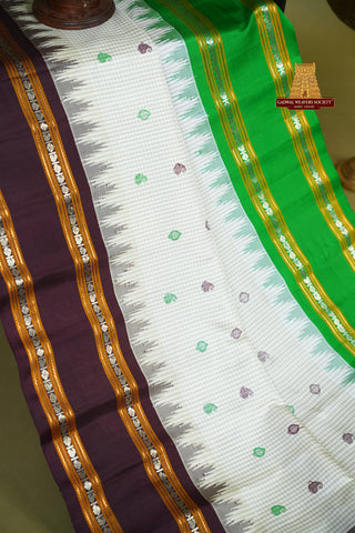 GADWAL PURE SILK GINGHAM CHECKS WITH GANGA JAMUNA SAREE