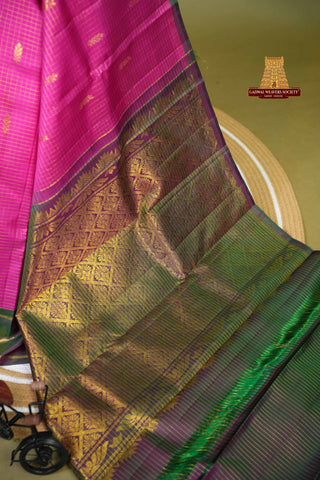 KANCHIPURAM PURE SILK HANDLOOM GAP BORDER SAREE