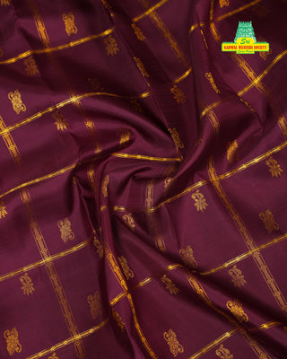 KANCHIPURAM PURE SILK CHECKS BUTTA SAREE