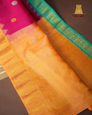GADWAL PURE SILK GANGA JAMUNA BORDER SAREE
