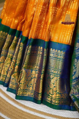 GADWAL PURE SILK BROCADE GANGA JAMUNA KUTTU BORDER SAREE