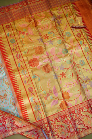 KANCHIPURAM PURE SILK HANDLOOM MEENAKARI BROCADE SAREE