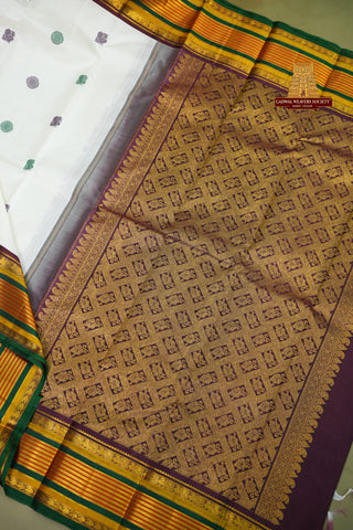 TRADITIONAL KANCHI PURE SILK HANDLOOM SAREE WITH KUTTU BORDER