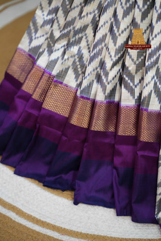 POCHAMPALLY PURE SILK HANDLOOM SAREE WITH GANGA JAMUNA BORDER