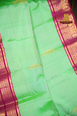 KANCHIPURAM KUTTU BORDER PURE SILK HANDLOOM SAREE