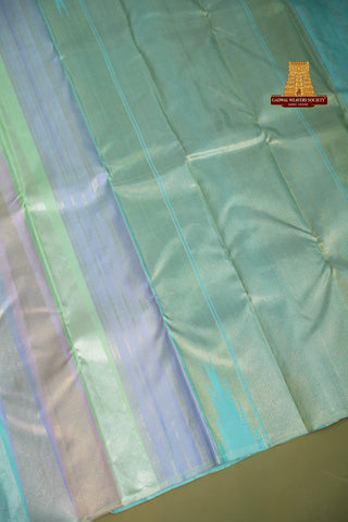 KANCHI PURE SILK TISSUE WITH MULTICOLOUR TEMPLE BORDER SAREE
