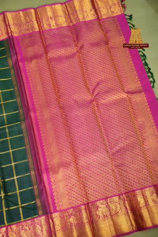 KANCHIPURAM PURE SILK HANDLOOM SAREE WITH KUTTU BORDER