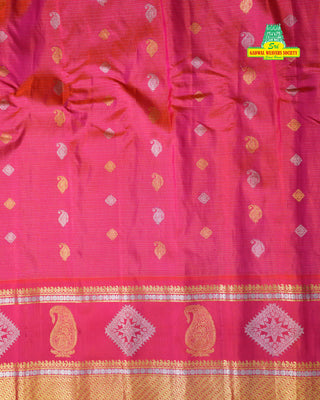 GADWAL PURE SILK GAP BORDER BUTTA HANDLOOM SAREE