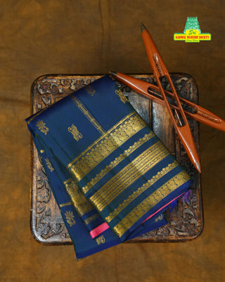 KANCHIPURAM PURE SILK CHECKS BUTTA SAREE
