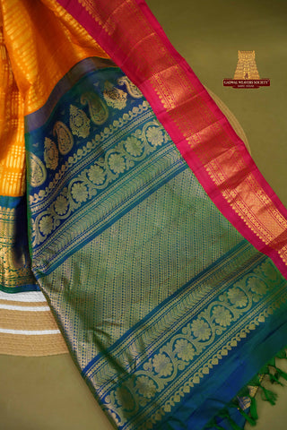 GADWAL PURE SILK BROCADE GANGA JAMUNA KUTTU BORDER SAREE