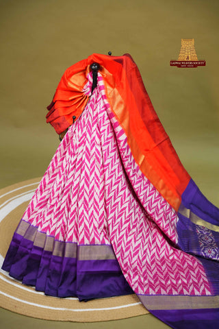 POCHAMPALLY PURE SILK HANDLOOM SAREE WITH GANGA JAMUNA BORDER