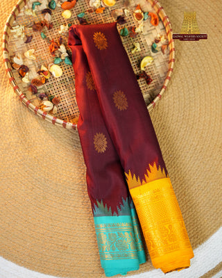 GADWAL PURE SILK GANGA JAMUNA BORDER SAREE