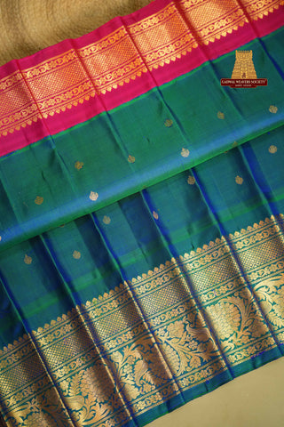 GADWAL PURE SILK BROCADE GANGA JAMUNA KUTTU BORDER SAREE