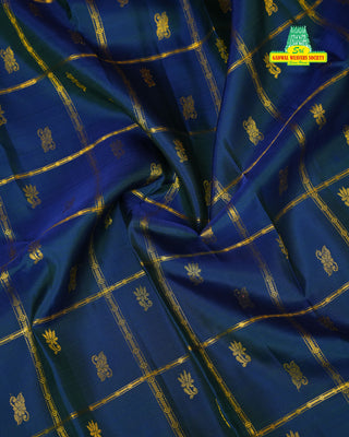 KANCHIPURAM PURE SILK CHECKS BUTTA SAREE